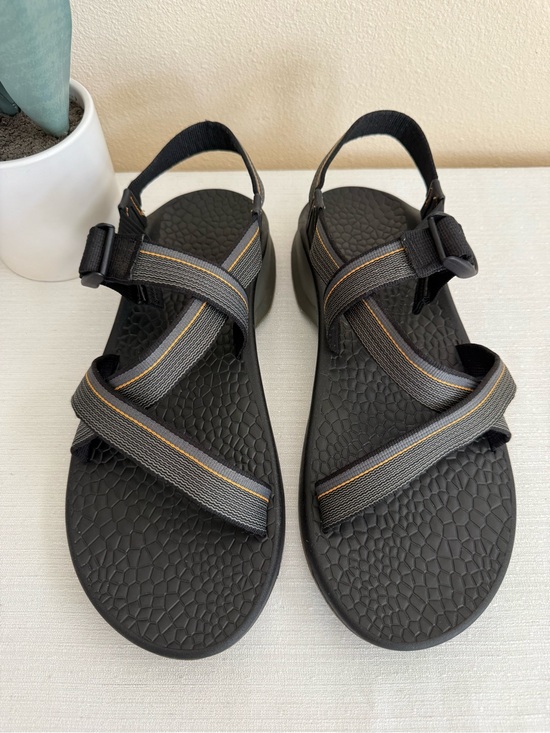 Chaco Shadow Black Sandals with Gray and Yellow Accent Straps main image 10